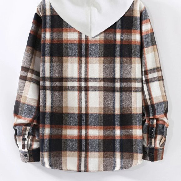 Preppy Plaid Print Men's Overcoat - Picture 4 of 9